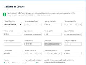 Registro de Datos en Betplay