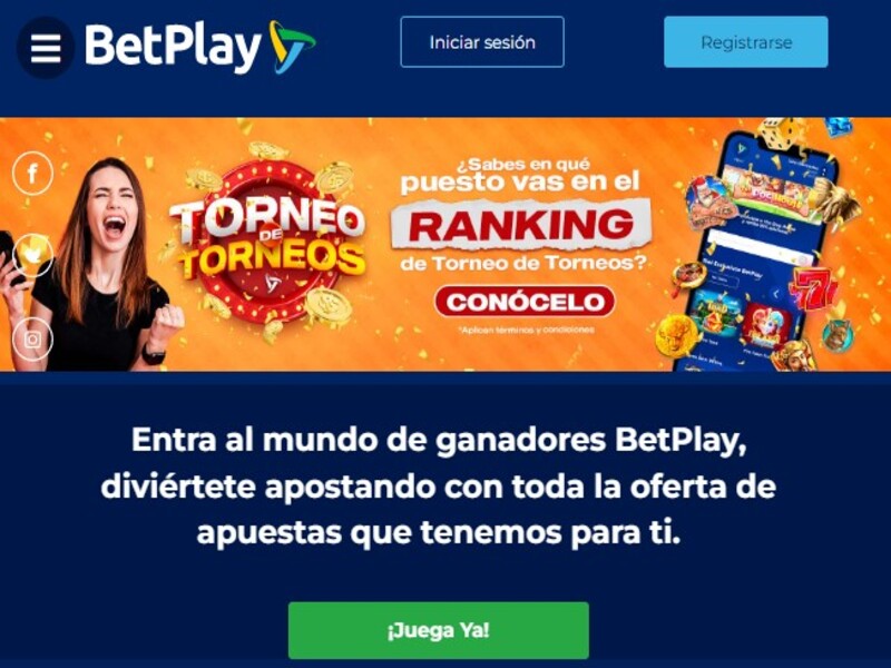 Juegos en vivo y tragamonedas en Betplay